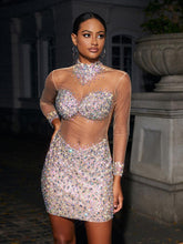 Azami Mesh Crystal Mini Dress